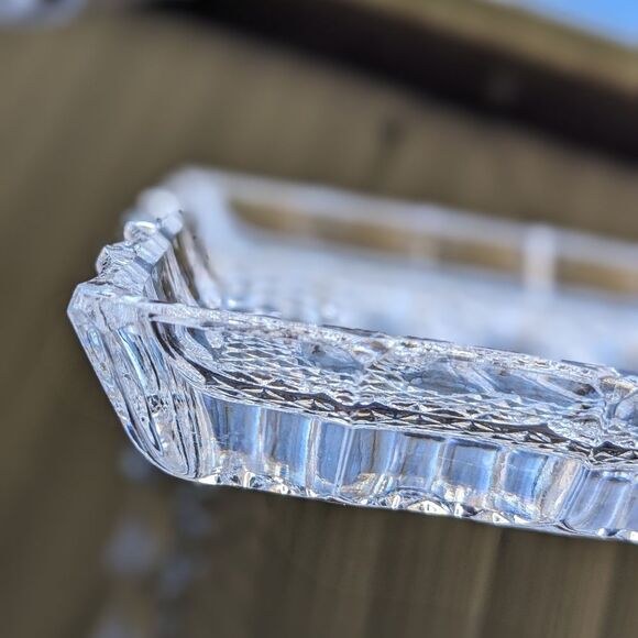 Cut Lead Crystal Sugar Creamer Tray Set Germany Hobnail Exquisite Detail MCM - Picture 9 of 16